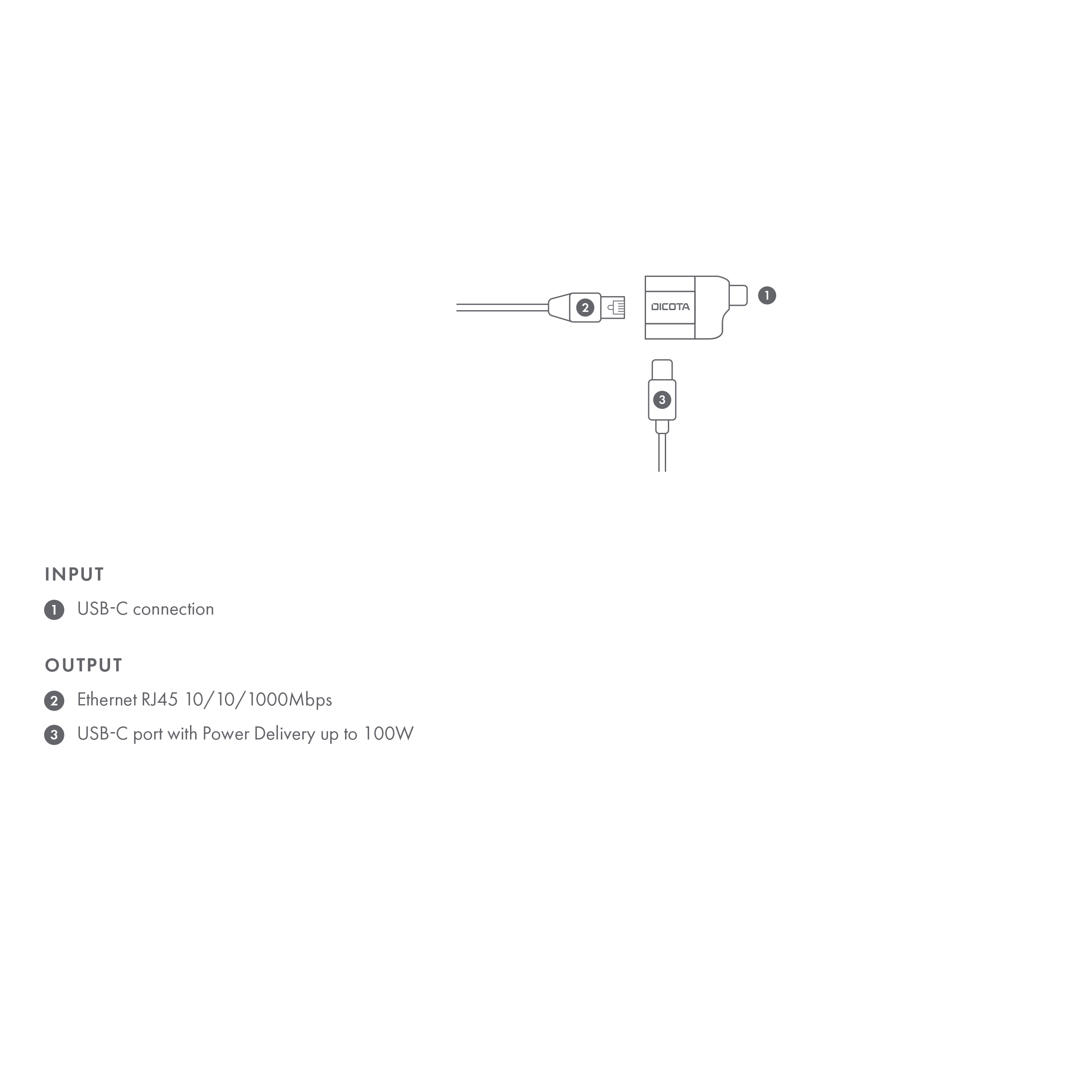 DICOTA USB-C zu Ethernet Mini-Adapter