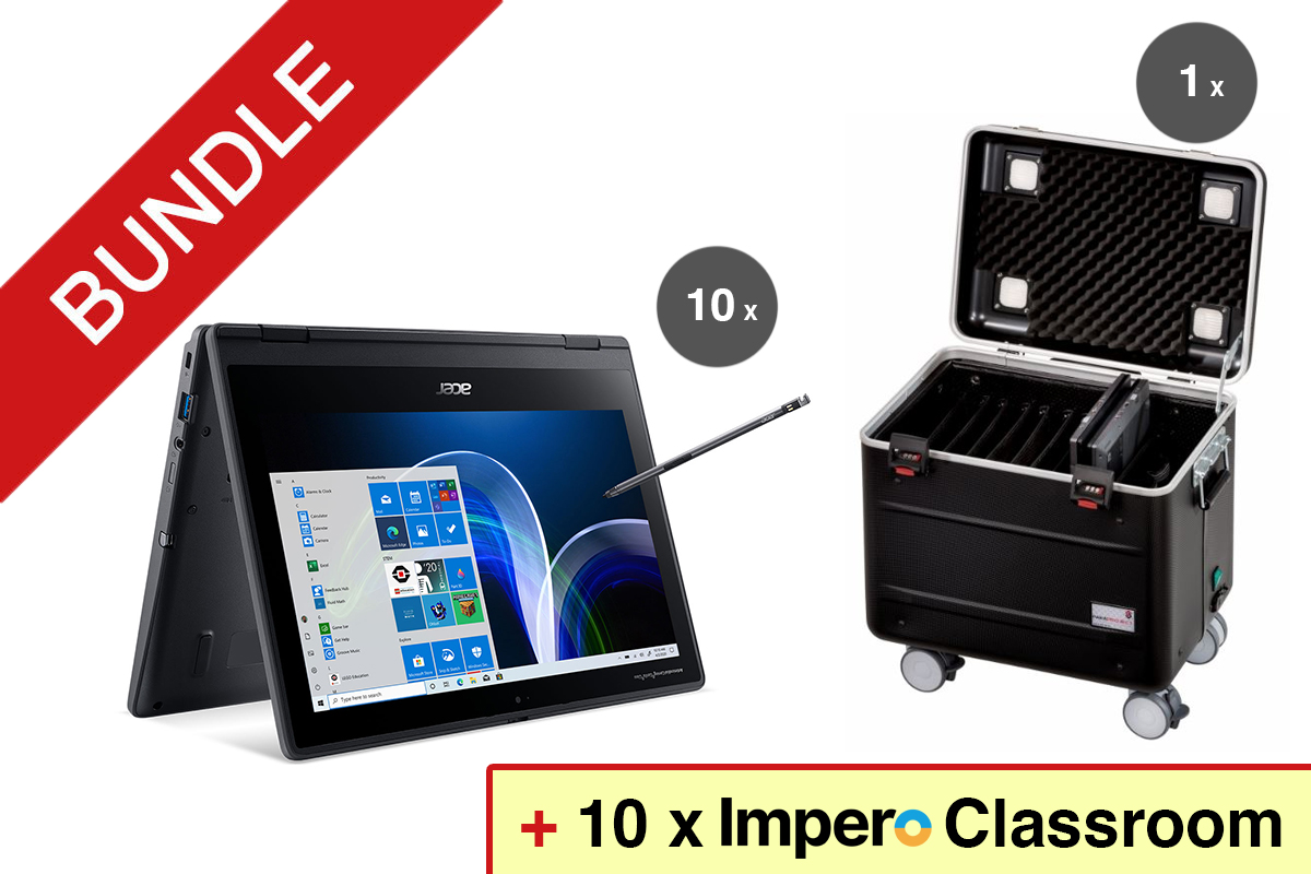 PARAT Tabletkoffer inkl. Acer TravelMate Spin B3 & Impero Classroom - 10er Klassensatz