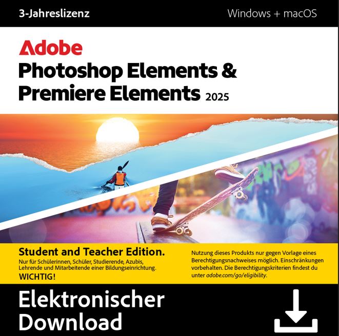 Adobe Photoshop Elements 2025 + Premiere Elements 2025 EDU